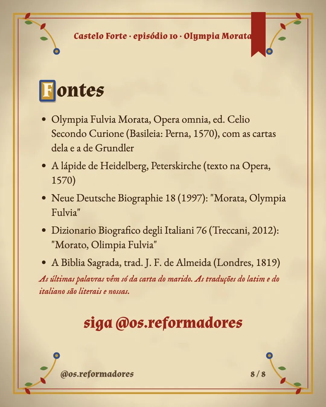 Cartão 8 do resumo de Olympia Morata