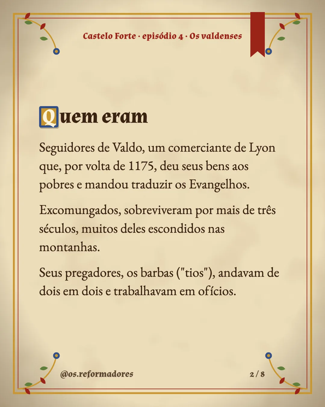 Cartão 2 do resumo de Os valdenses