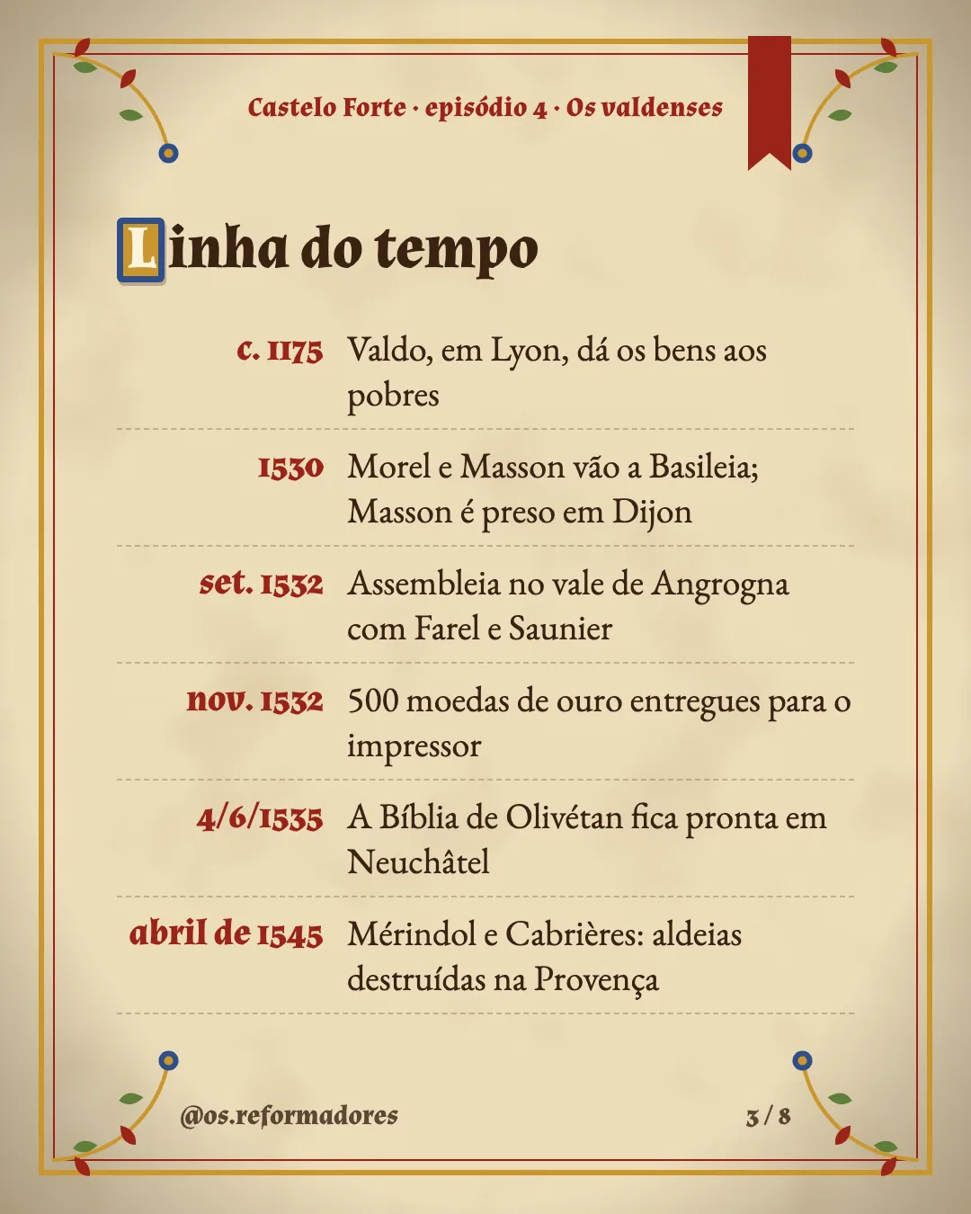 Cartão 3 do resumo de Os valdenses