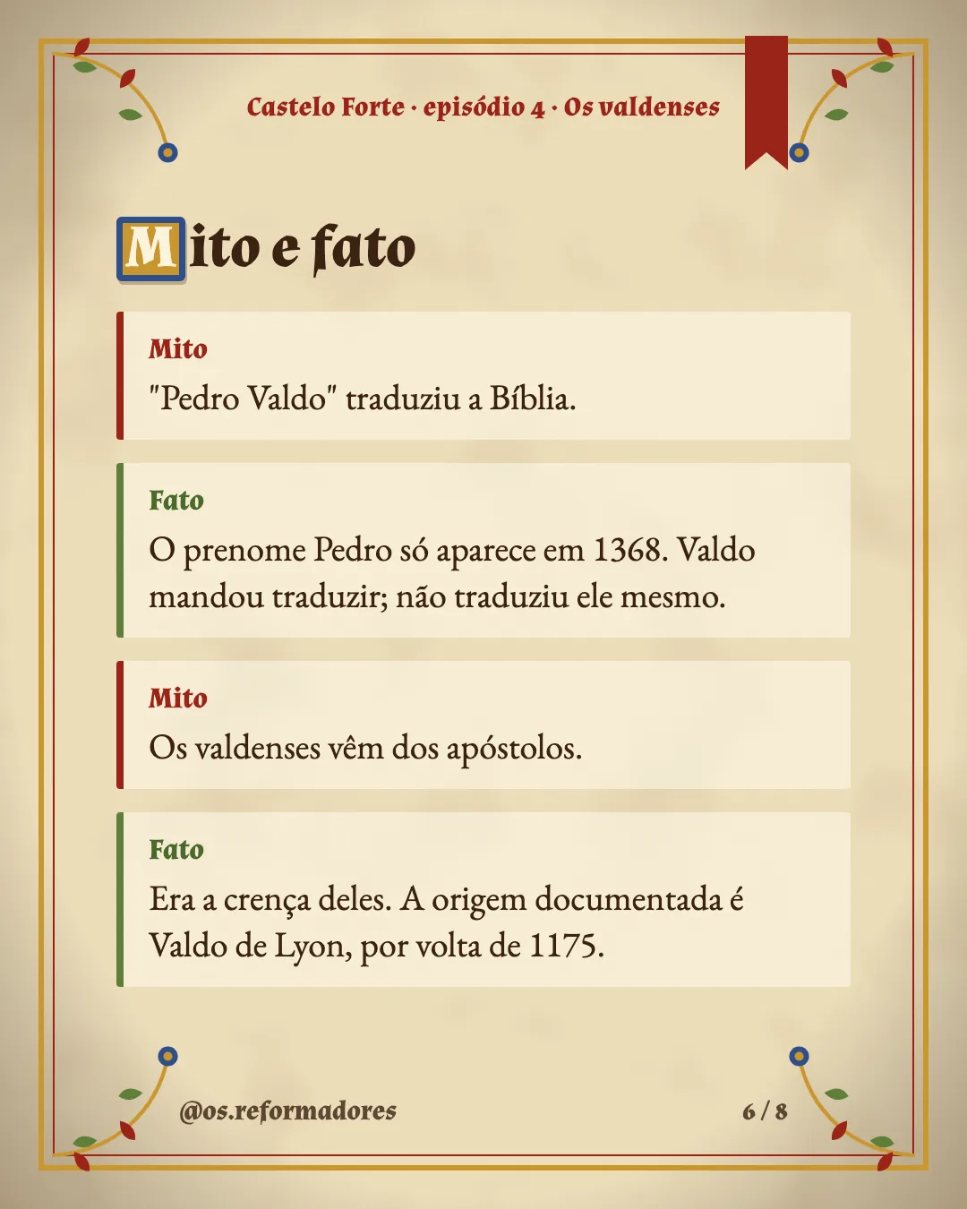 Cartão 6 do resumo de Os valdenses