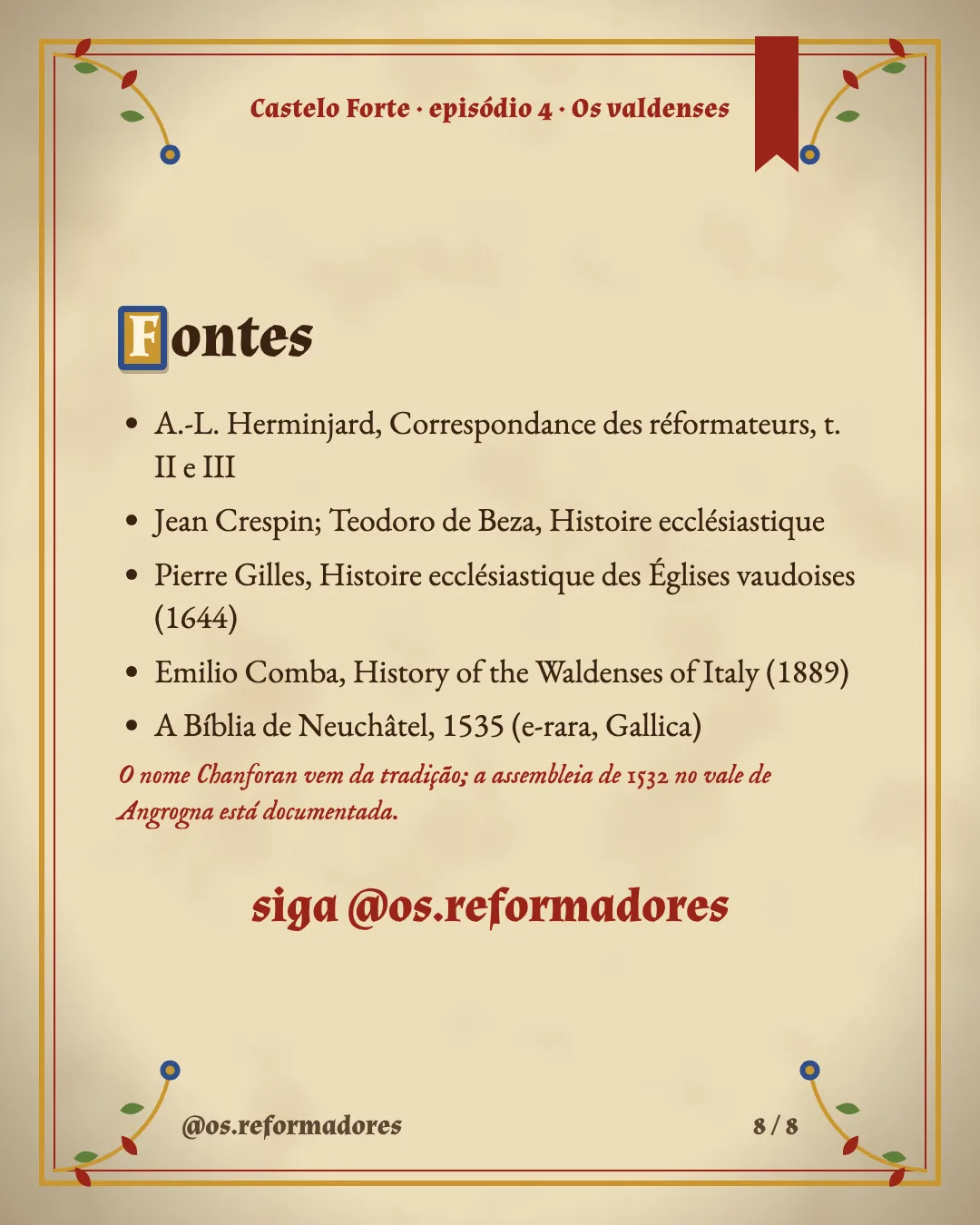 Cartão 8 do resumo de Os valdenses