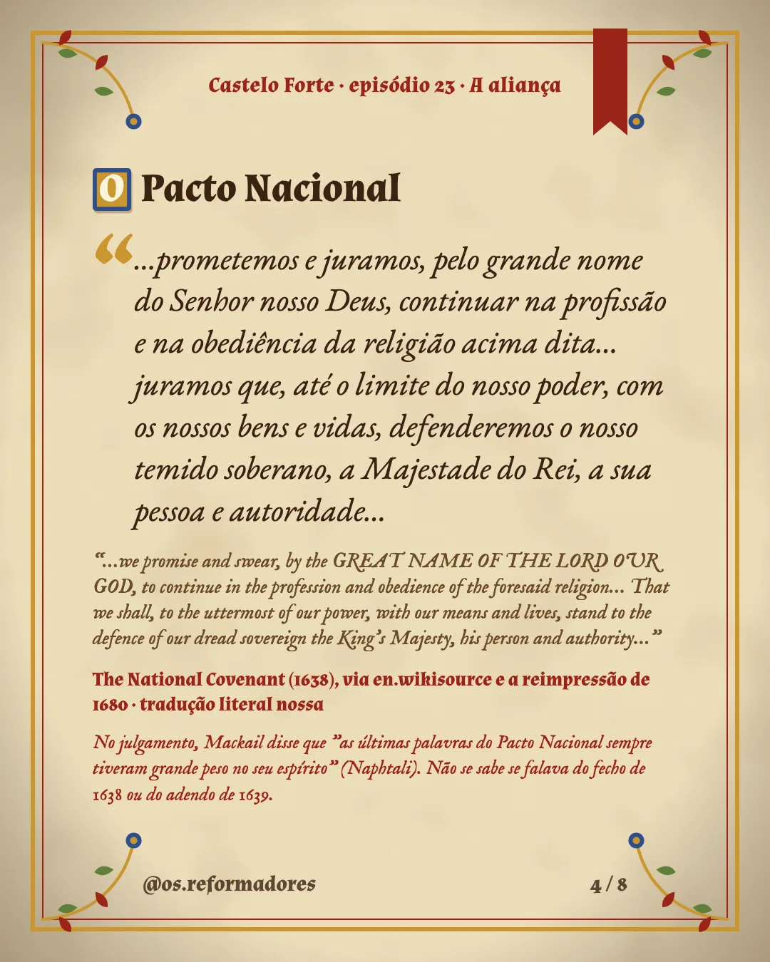 Cartão 4 do resumo de A aliança