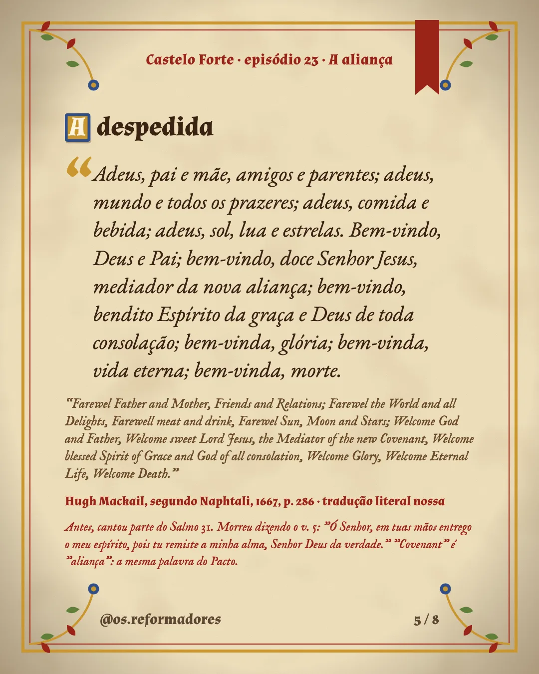 Cartão 5 do resumo de A aliança