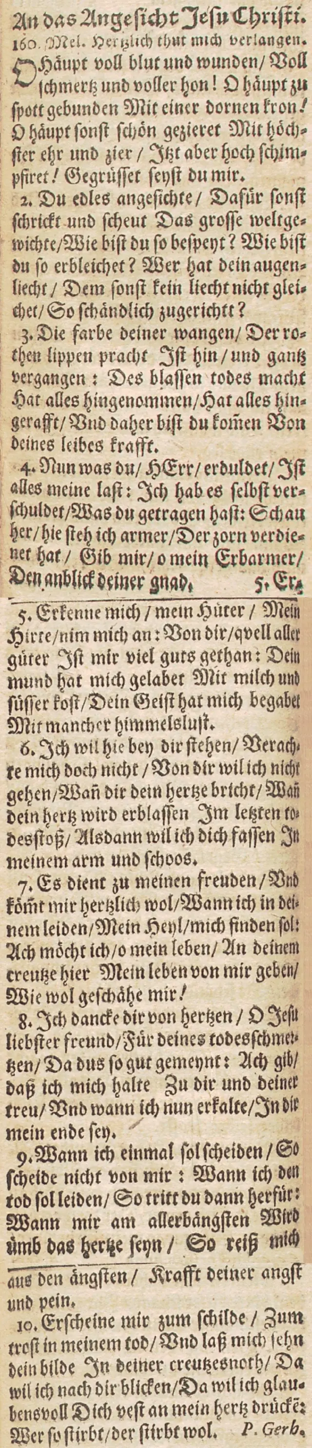 O Haupt voll Blut und Wunden, Praxis pietatis melica, 1660 · Domínio público.