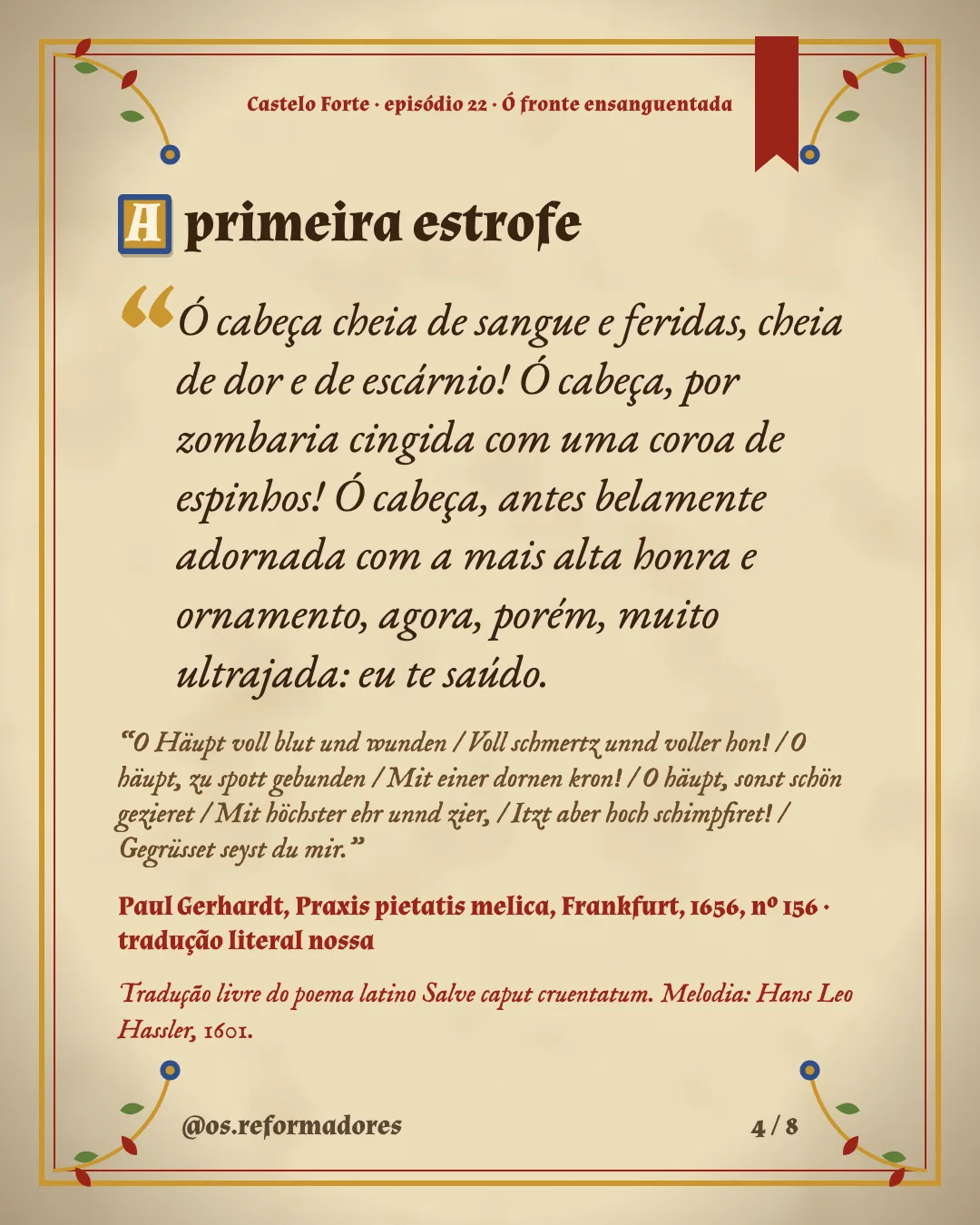 Cartão 4 do resumo de Ó fronte ensanguentada