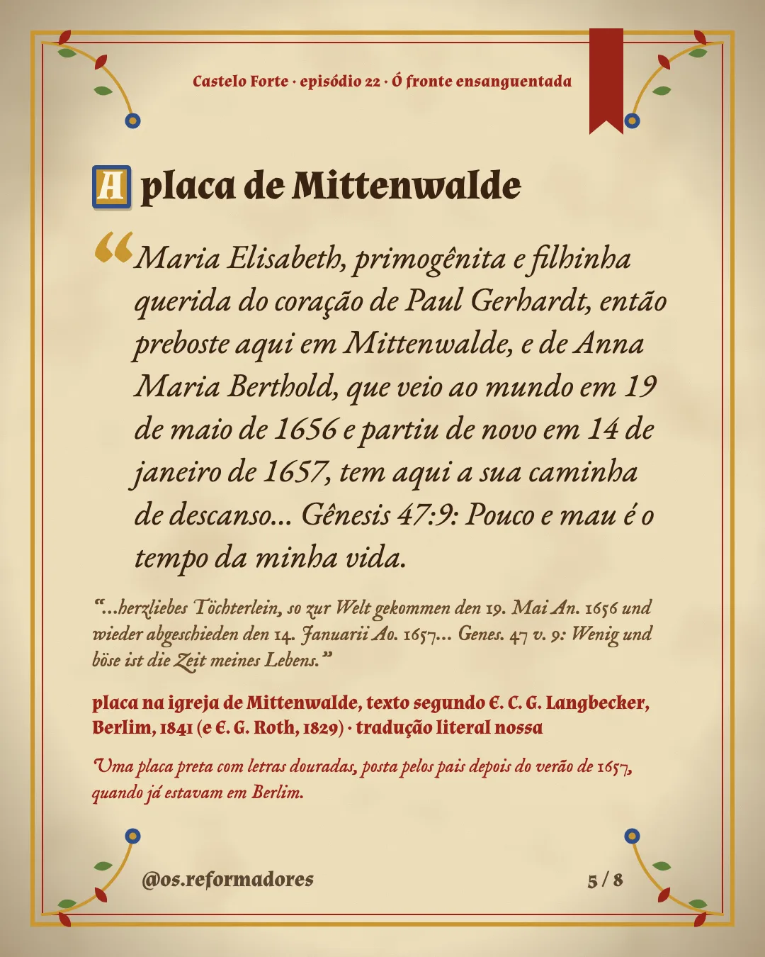 Cartão 5 do resumo de Ó fronte ensanguentada