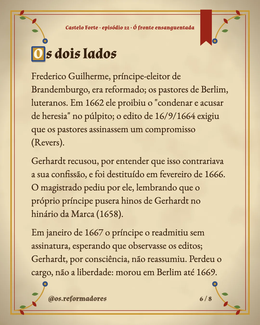 Cartão 6 do resumo de Ó fronte ensanguentada