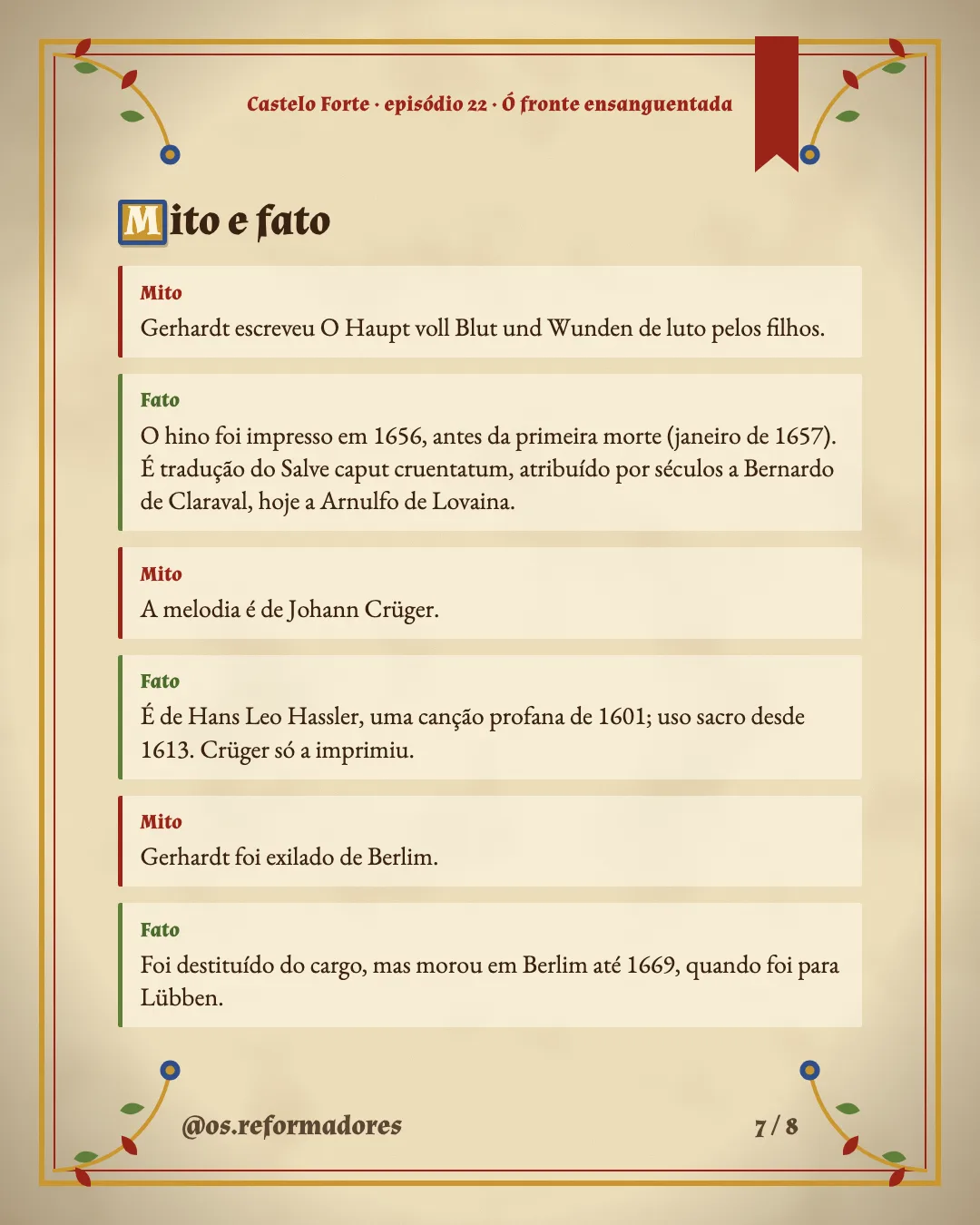 Cartão 7 do resumo de Ó fronte ensanguentada