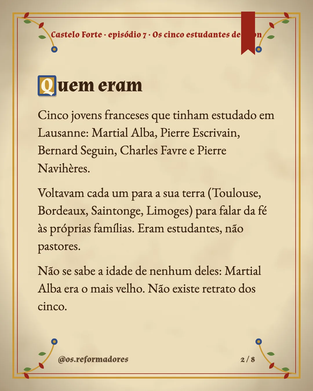 Cartão 2 do resumo de Os cinco estudantes de Lyon