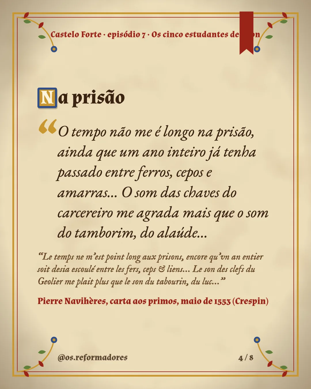 Cartão 4 do resumo de Os cinco estudantes de Lyon