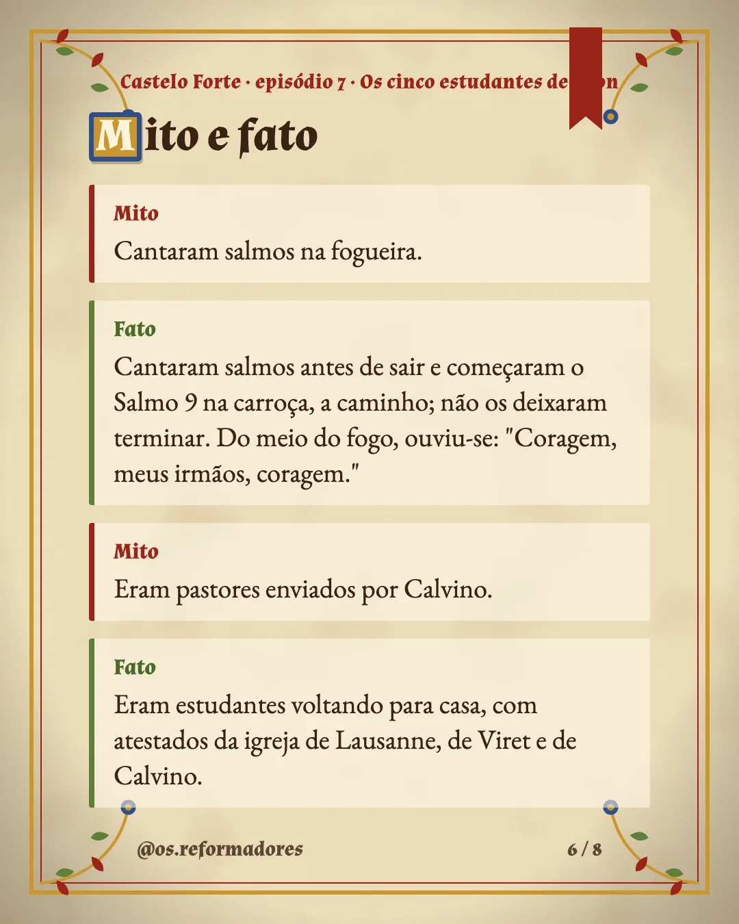 Cartão 6 do resumo de Os cinco estudantes de Lyon