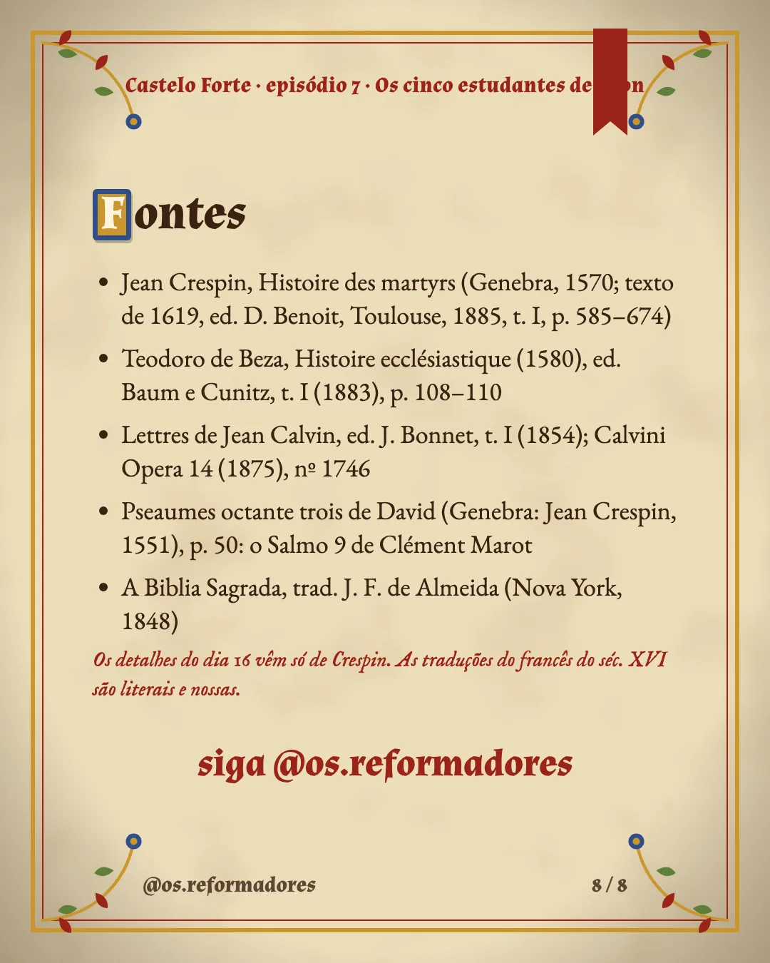 Cartão 8 do resumo de Os cinco estudantes de Lyon