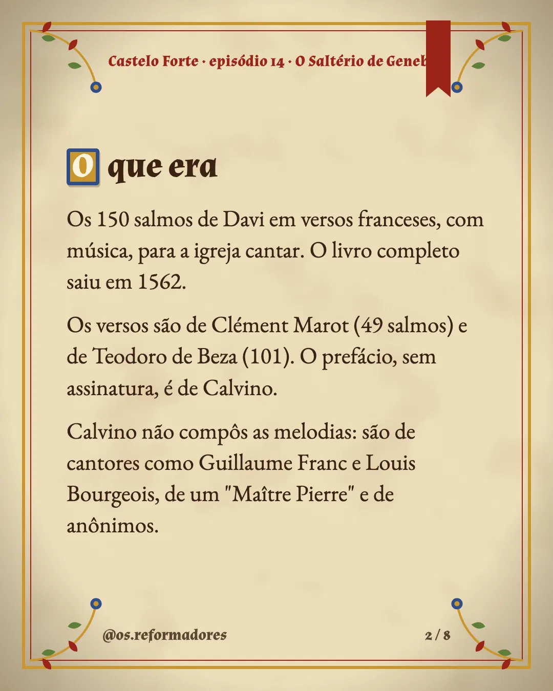 Cartão 2 do resumo de O Saltério de Genebra