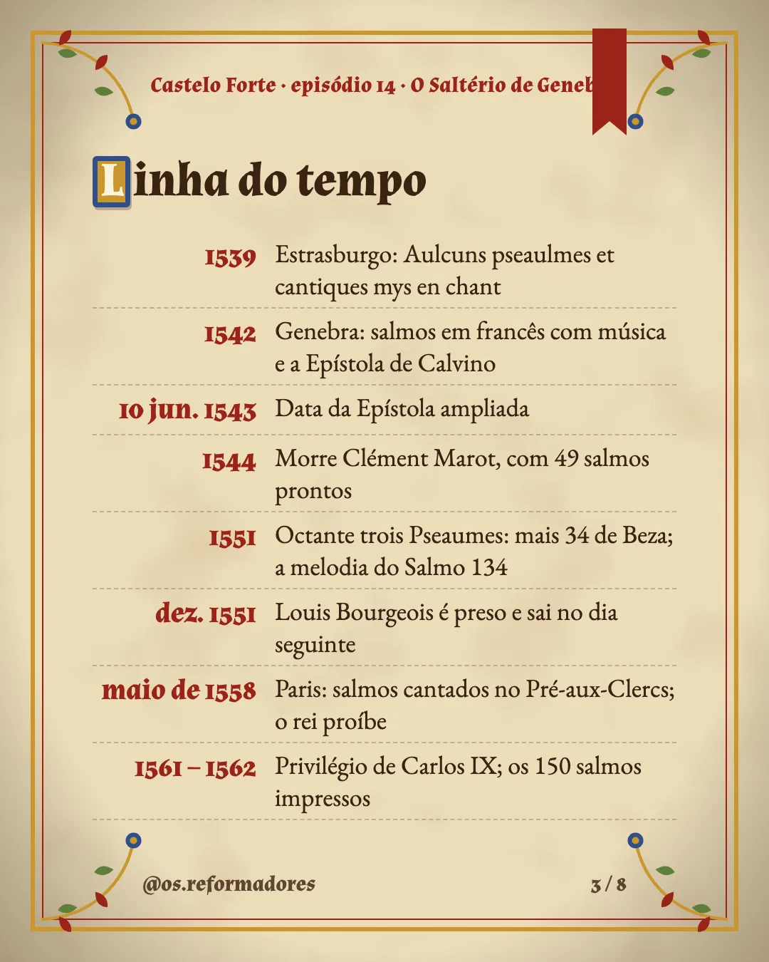 Cartão 3 do resumo de O Saltério de Genebra