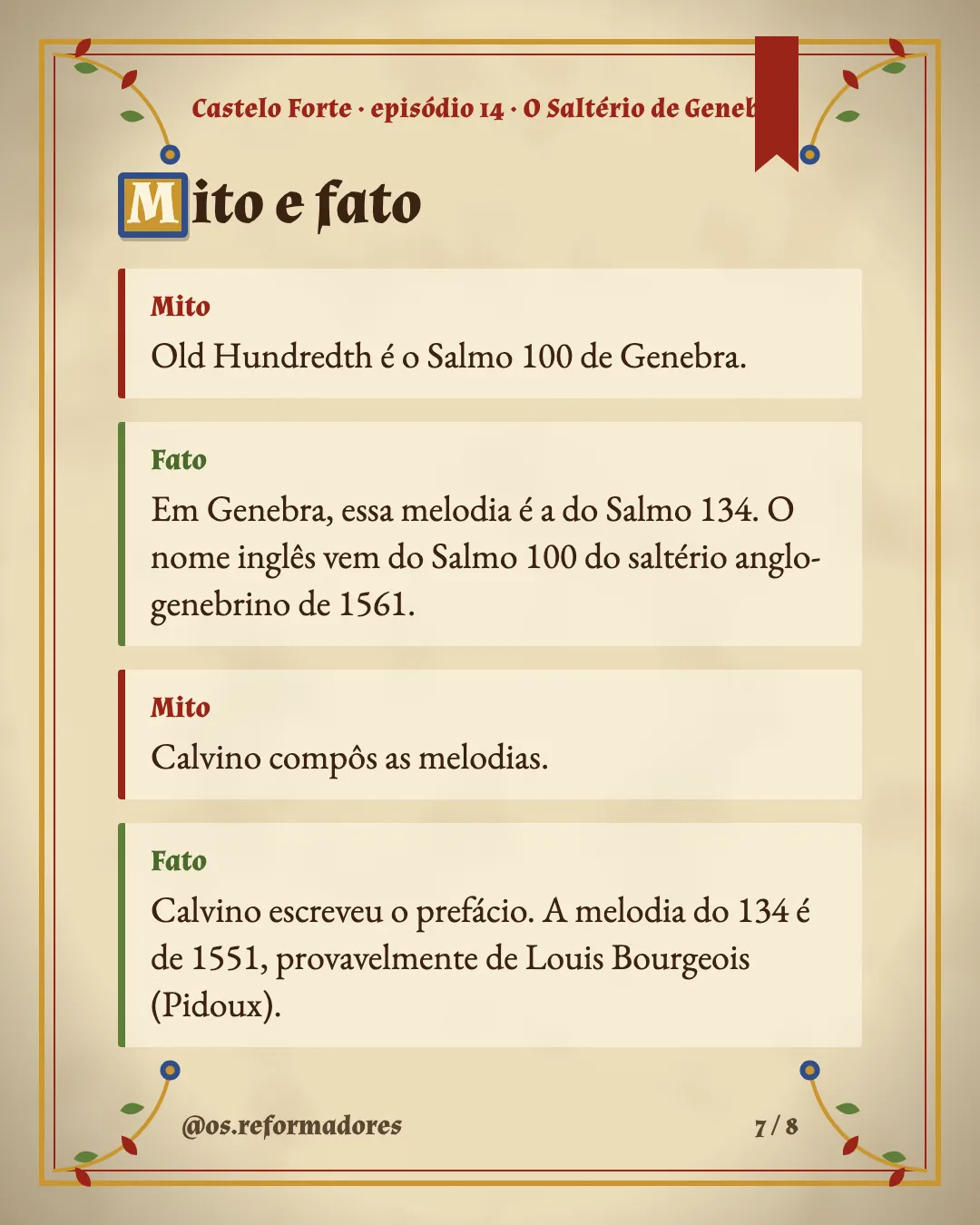 Cartão 7 do resumo de O Saltério de Genebra
