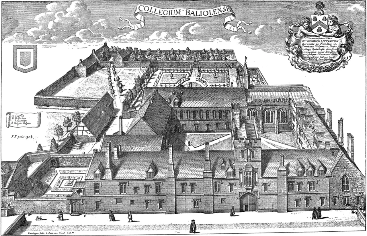 Balliol College. David Loggan, 1675 · Domínio público.