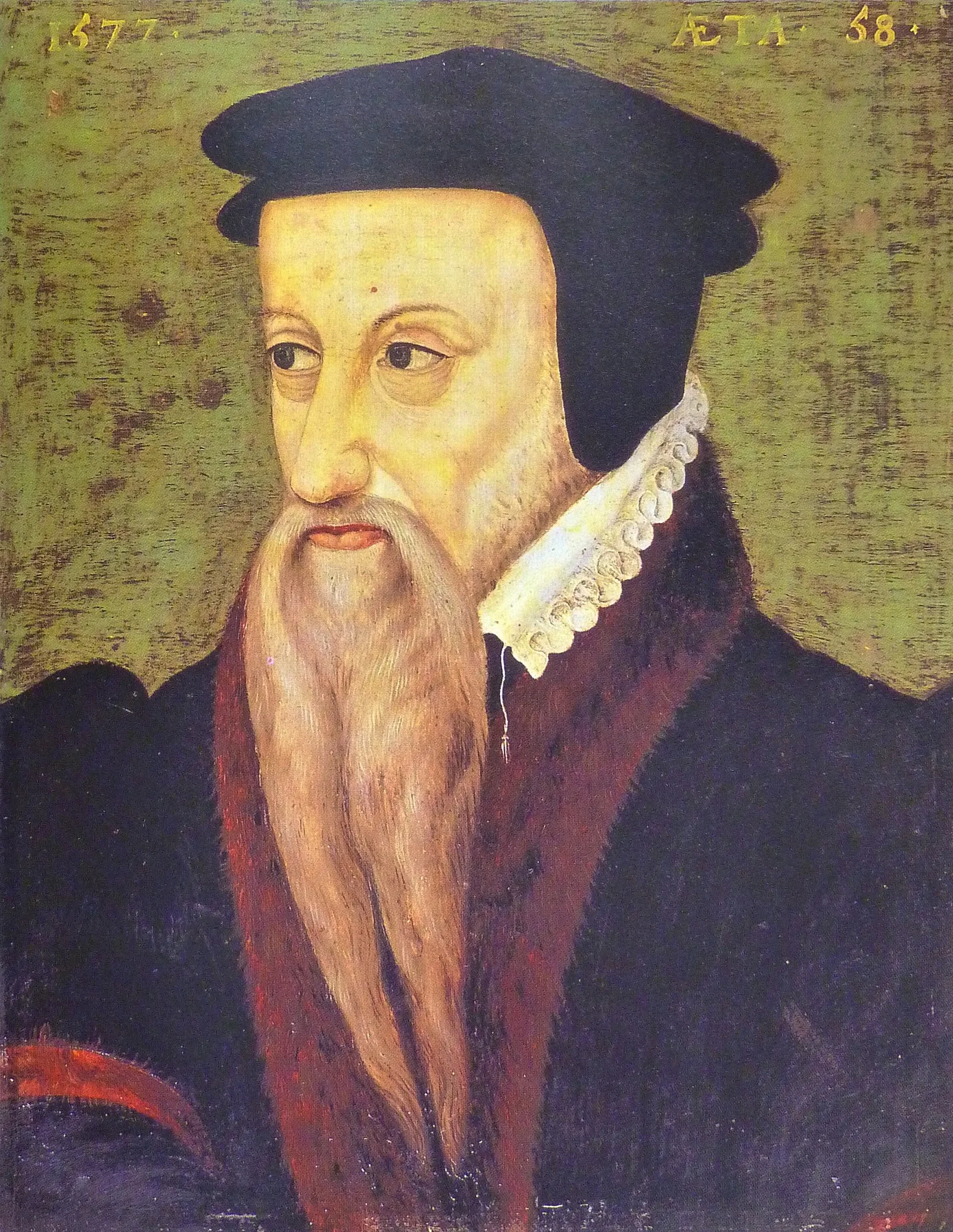 Teodoro de Beza aos 58 anos, anônimo, 1577, Bibliothèque de Genève. CC0.