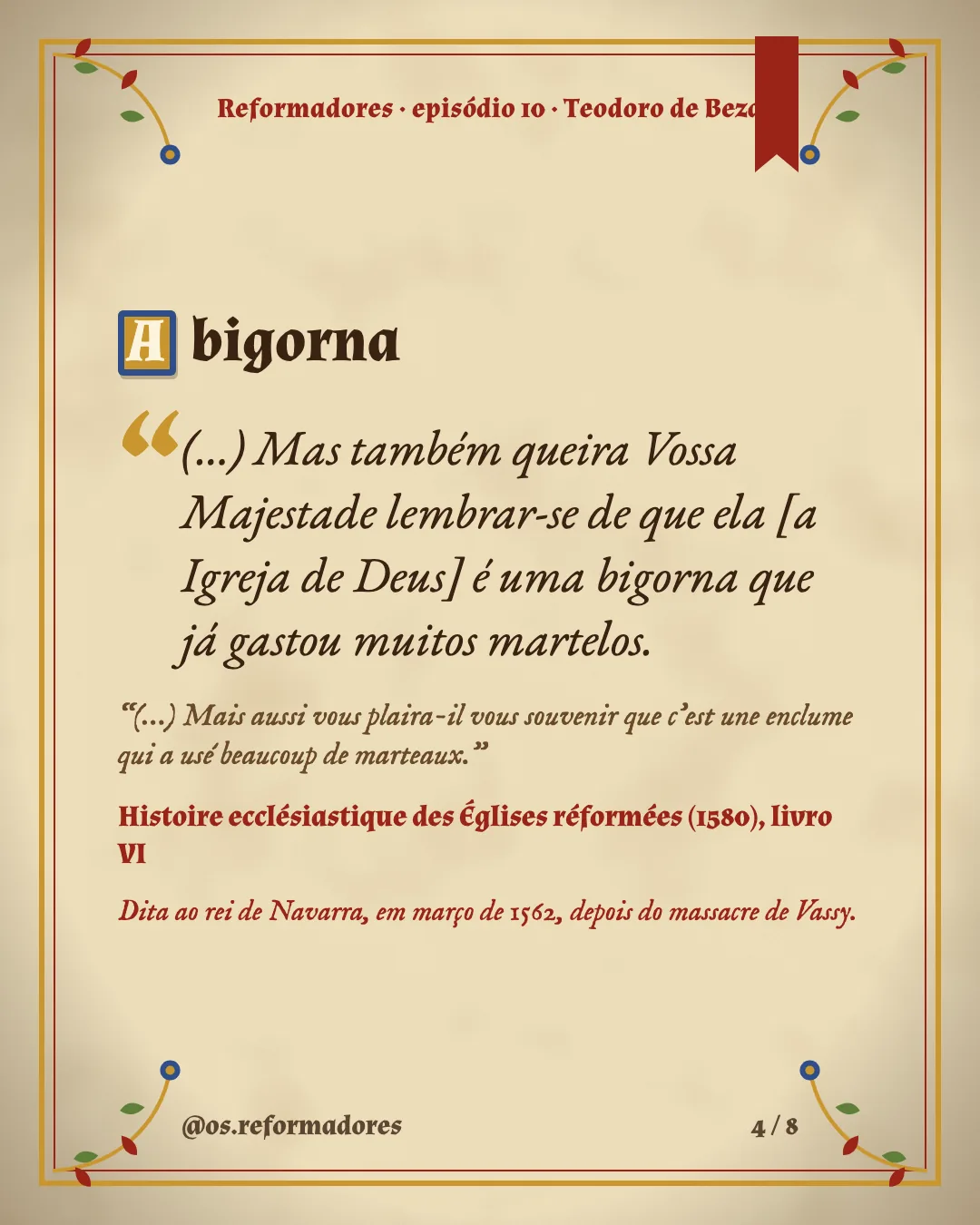 Cartão 4 do resumo de Teodoro de Beza