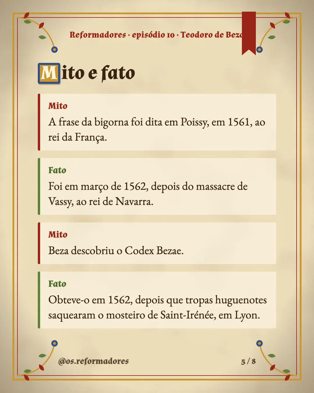 Cartão 5 do resumo de Teodoro de Beza