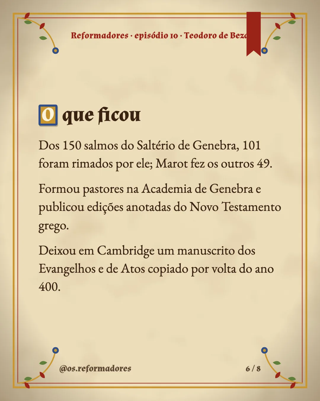 Cartão 6 do resumo de Teodoro de Beza