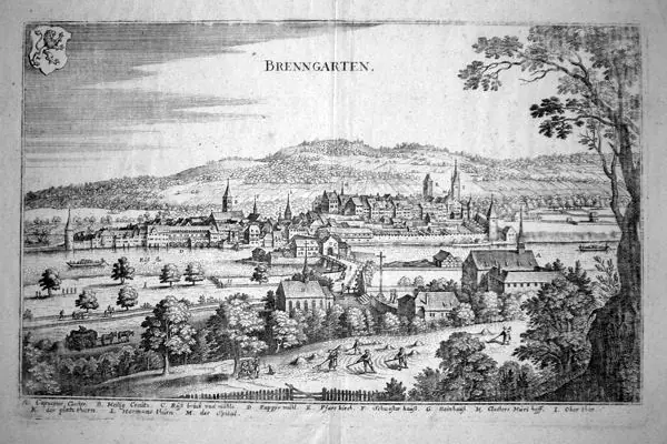 Bremgarten, gravura de Matthäus Merian, Topographia, 1654. Domínio público.