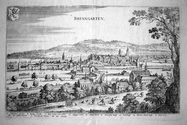 Bremgarten, gravura de Matthäus Merian, Topographia, 1654. Domínio público.