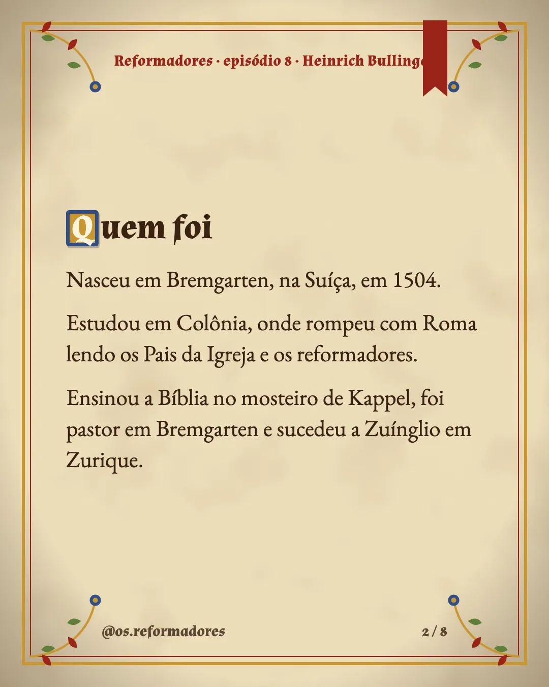 Cartão 2 do resumo de Heinrich Bullinger