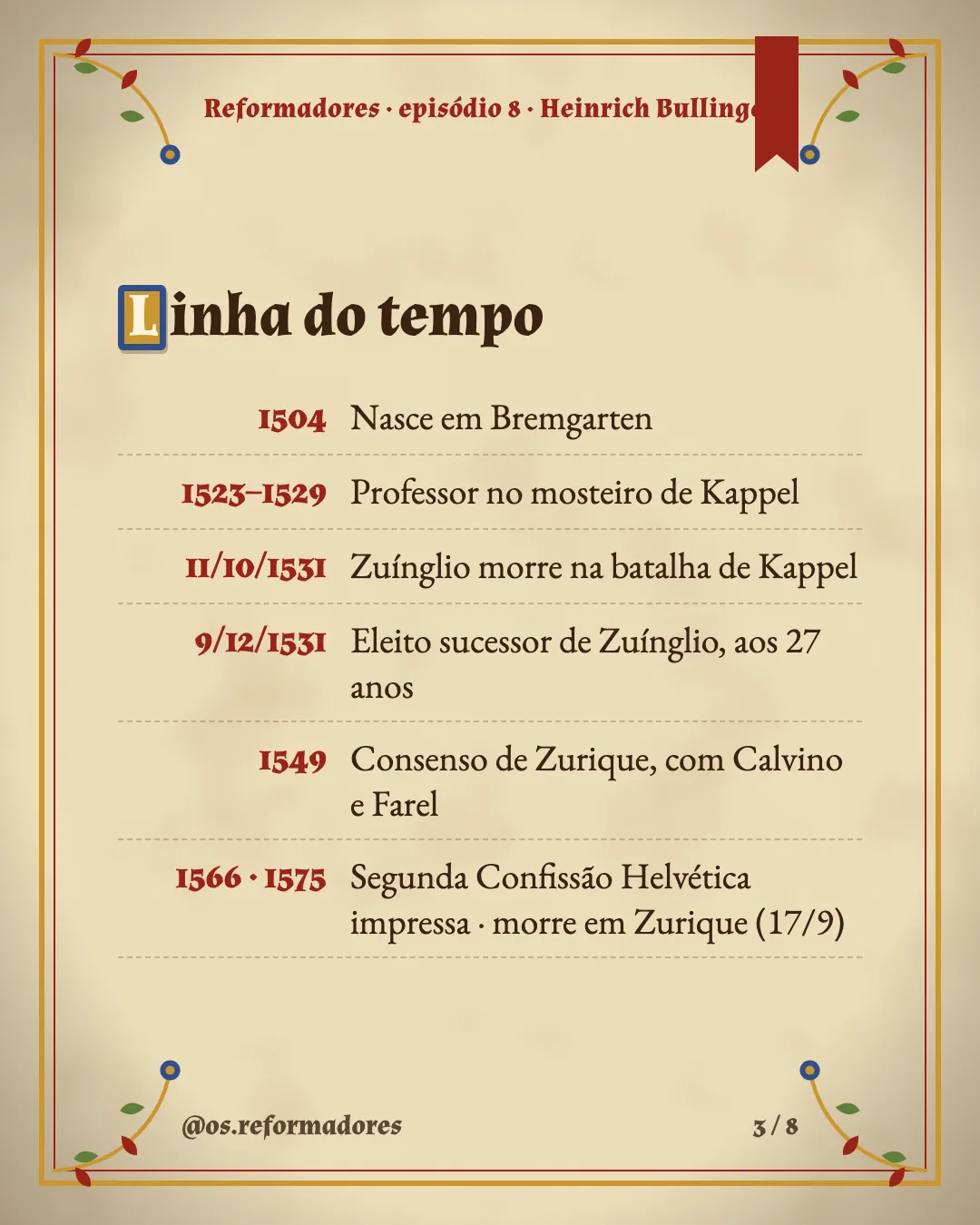 Cartão 3 do resumo de Heinrich Bullinger