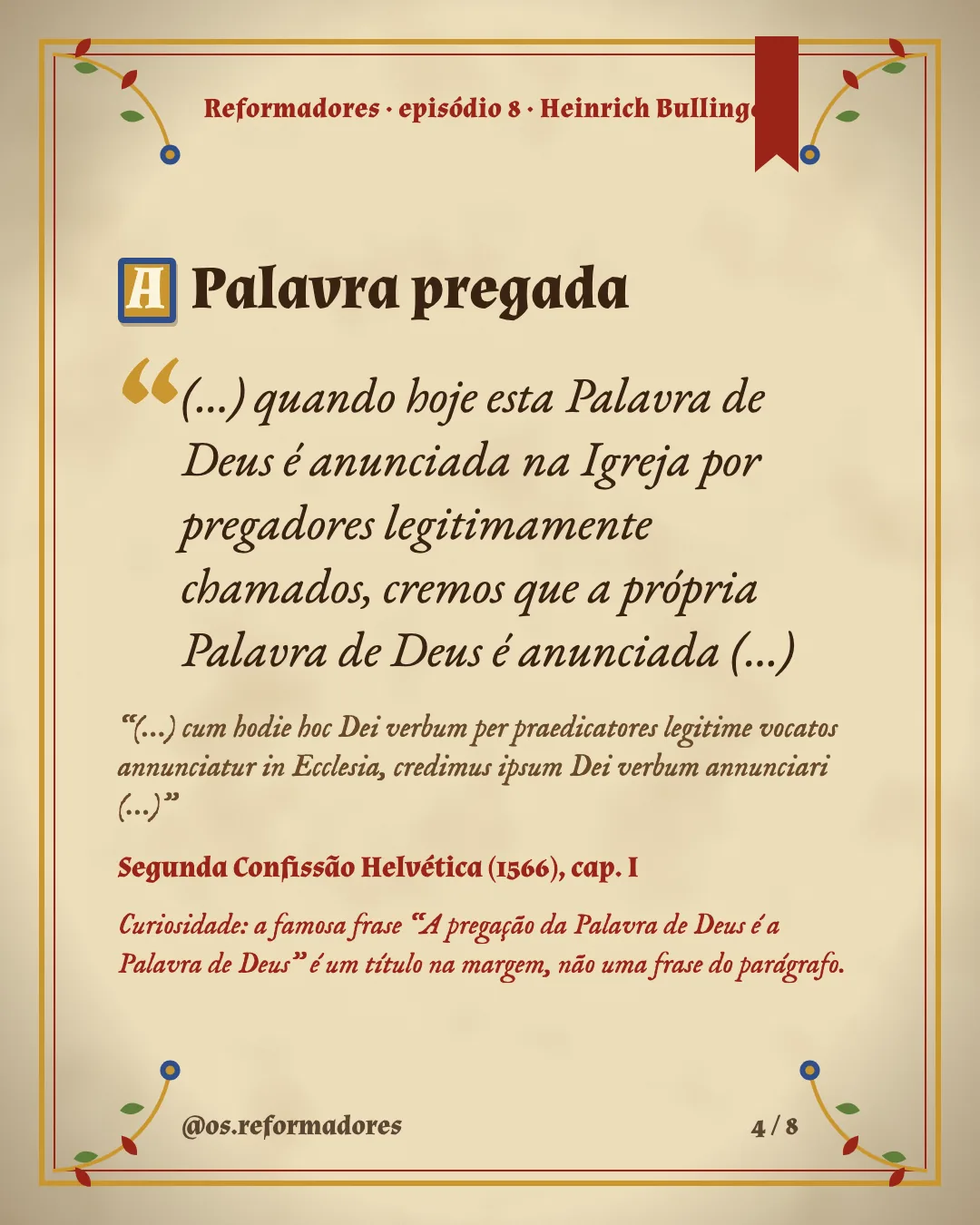 Cartão 4 do resumo de Heinrich Bullinger