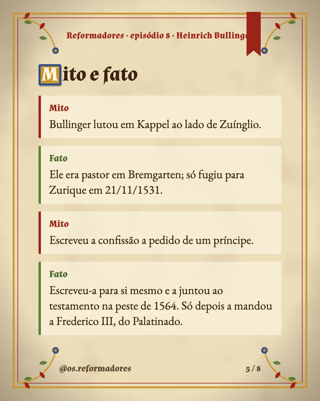 Cartão 5 do resumo de Heinrich Bullinger