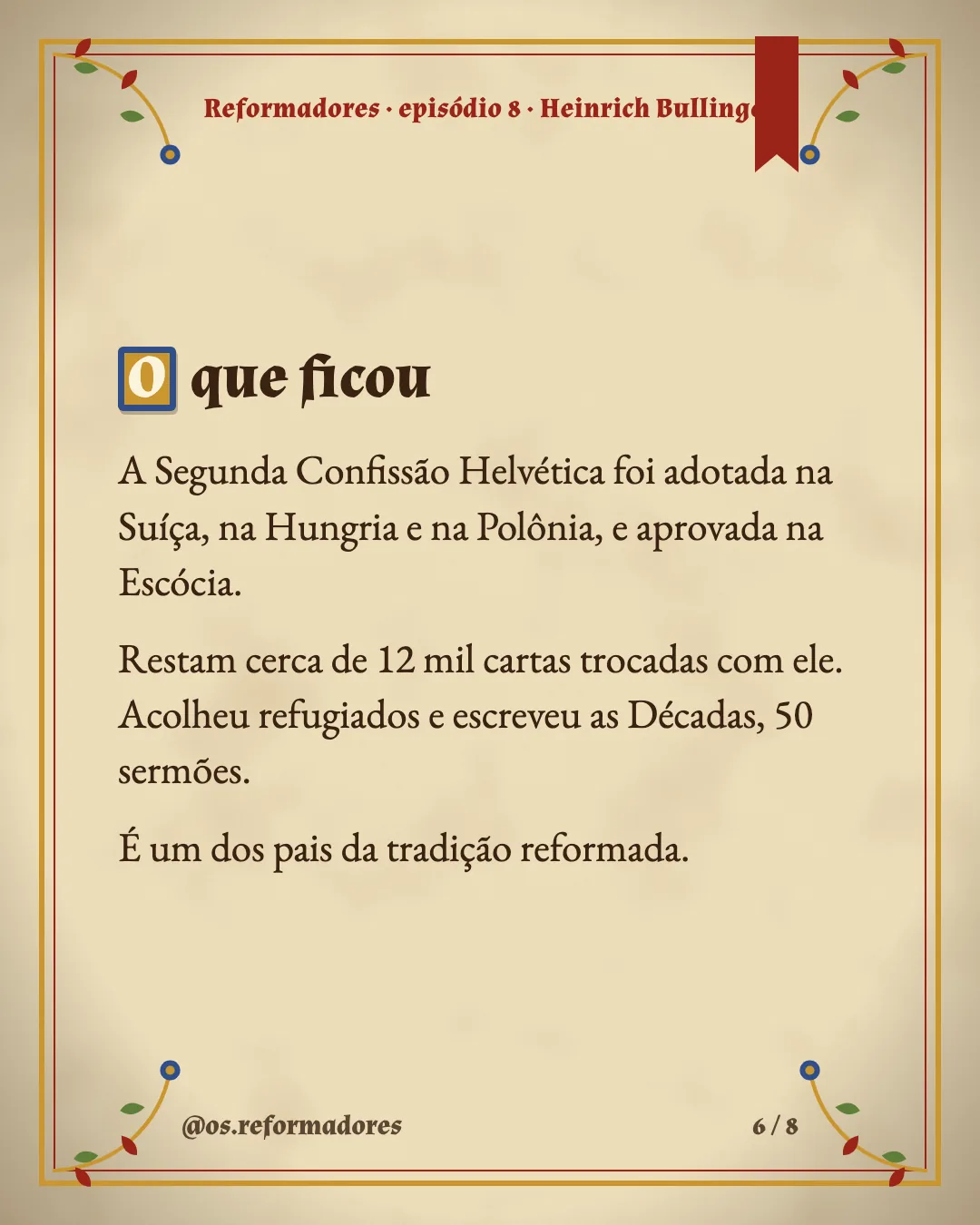 Cartão 6 do resumo de Heinrich Bullinger