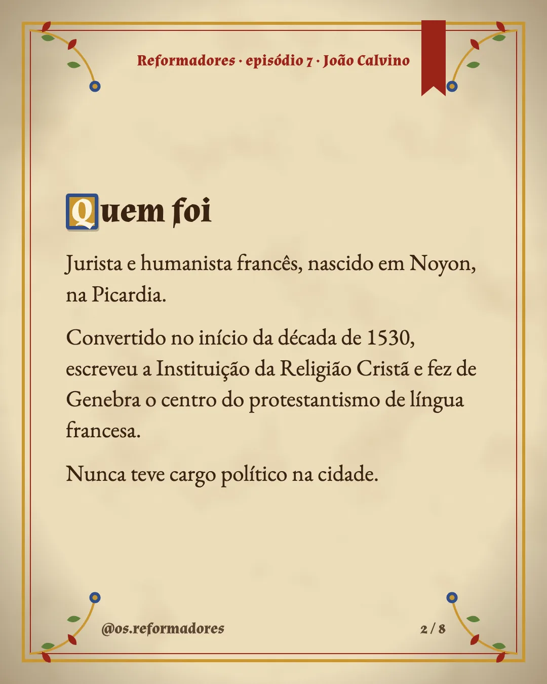 Cartão 2 do resumo de João Calvino