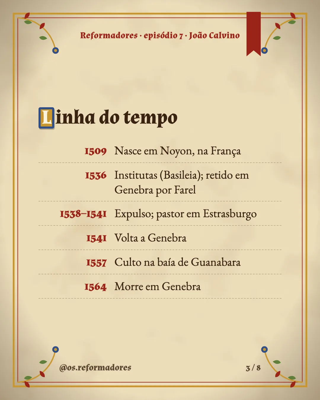 Cartão 3 do resumo de João Calvino