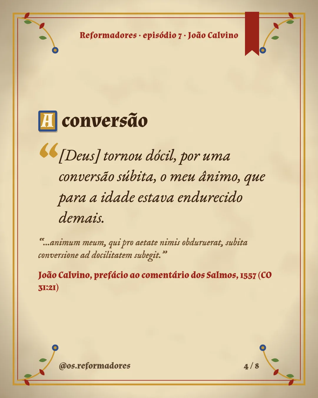 Cartão 4 do resumo de João Calvino