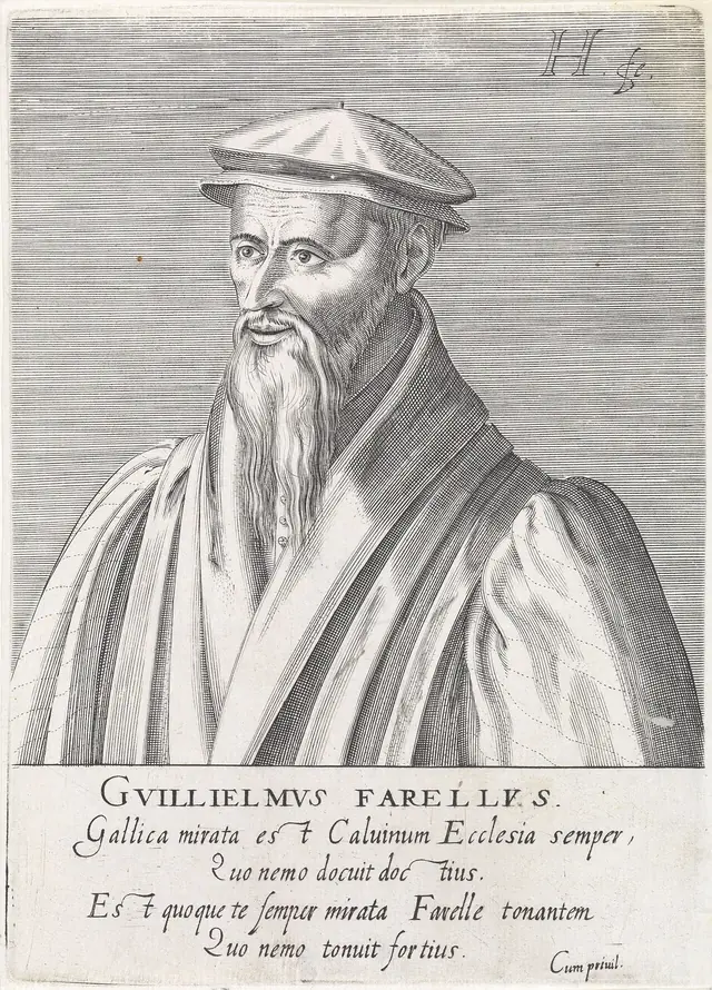 Retrato de Guillaume Farel, série Icones virorum... (1599), Rijksmuseum, Amsterdã. CC0.