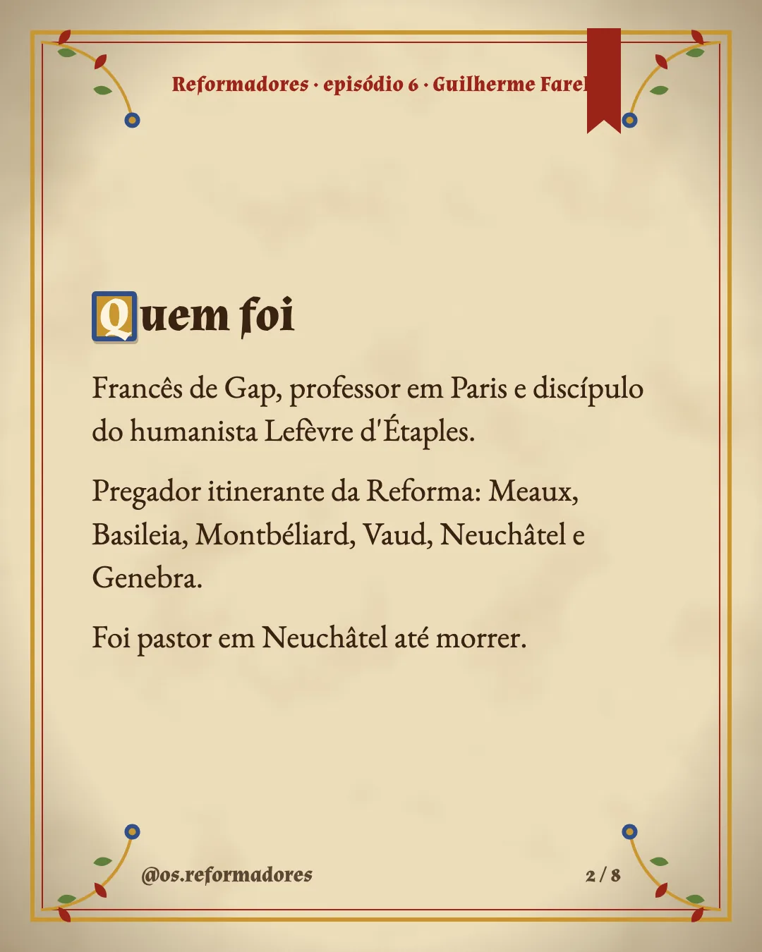Cartão 2 do resumo de Guilherme Farel