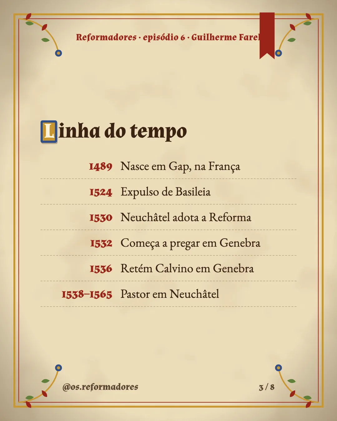 Cartão 3 do resumo de Guilherme Farel