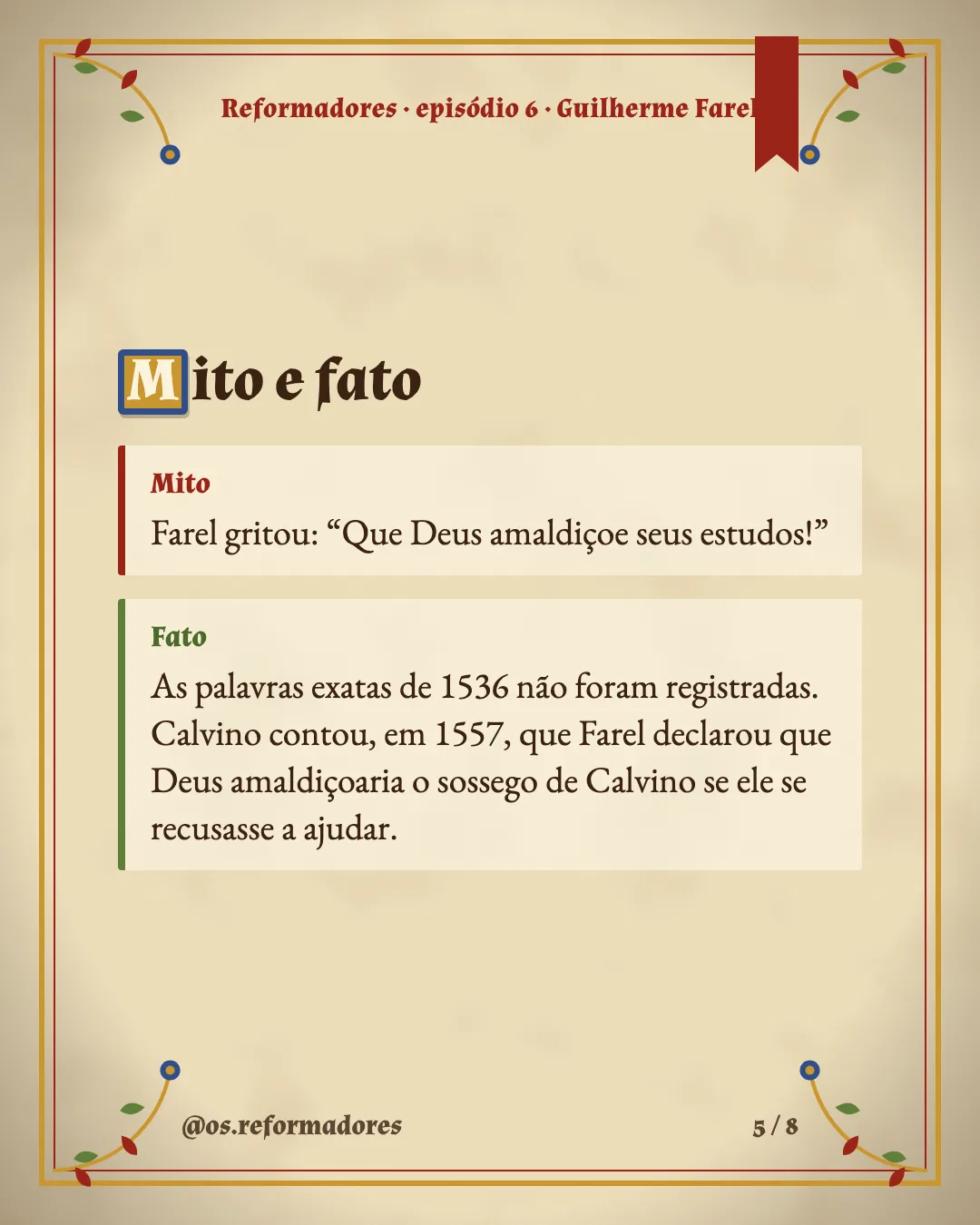 Cartão 5 do resumo de Guilherme Farel