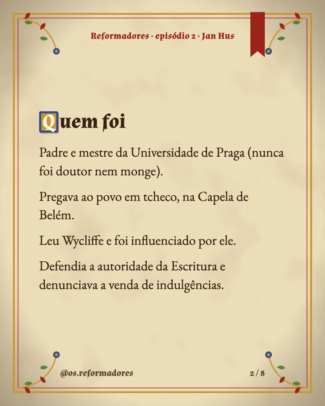 Cartão 2 do resumo de Jan Hus