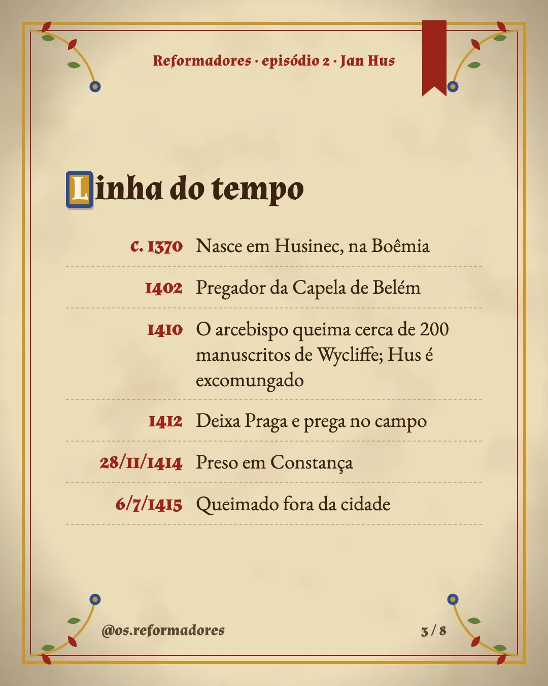 Cartão 3 do resumo de Jan Hus