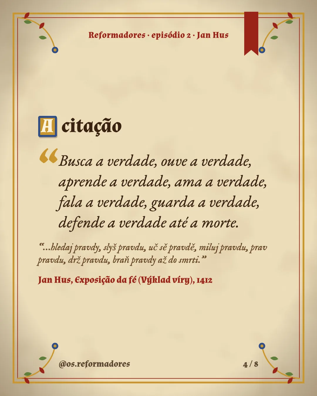 Cartão 4 do resumo de Jan Hus