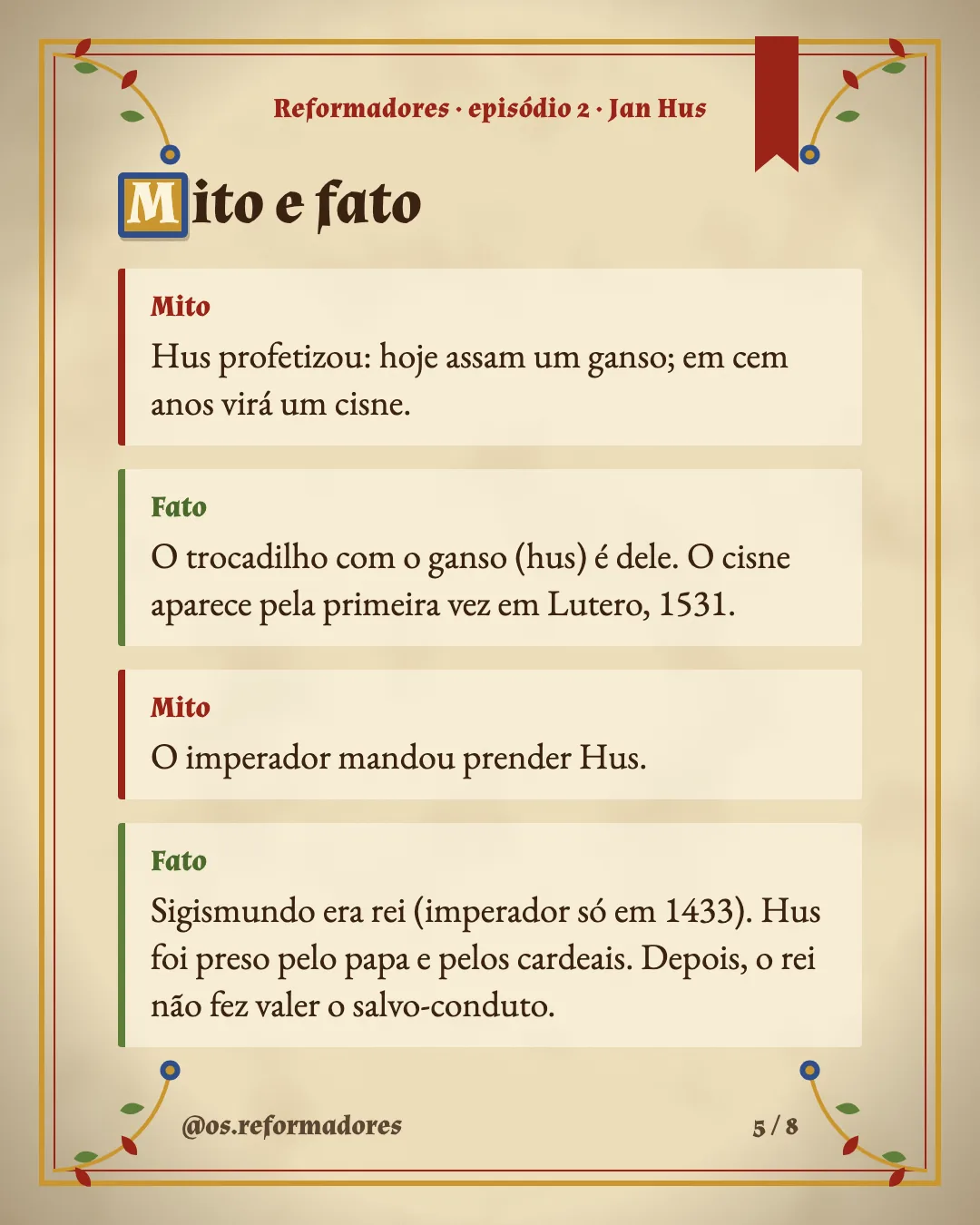 Cartão 5 do resumo de Jan Hus