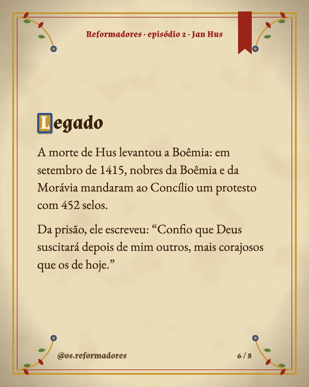Cartão 6 do resumo de Jan Hus