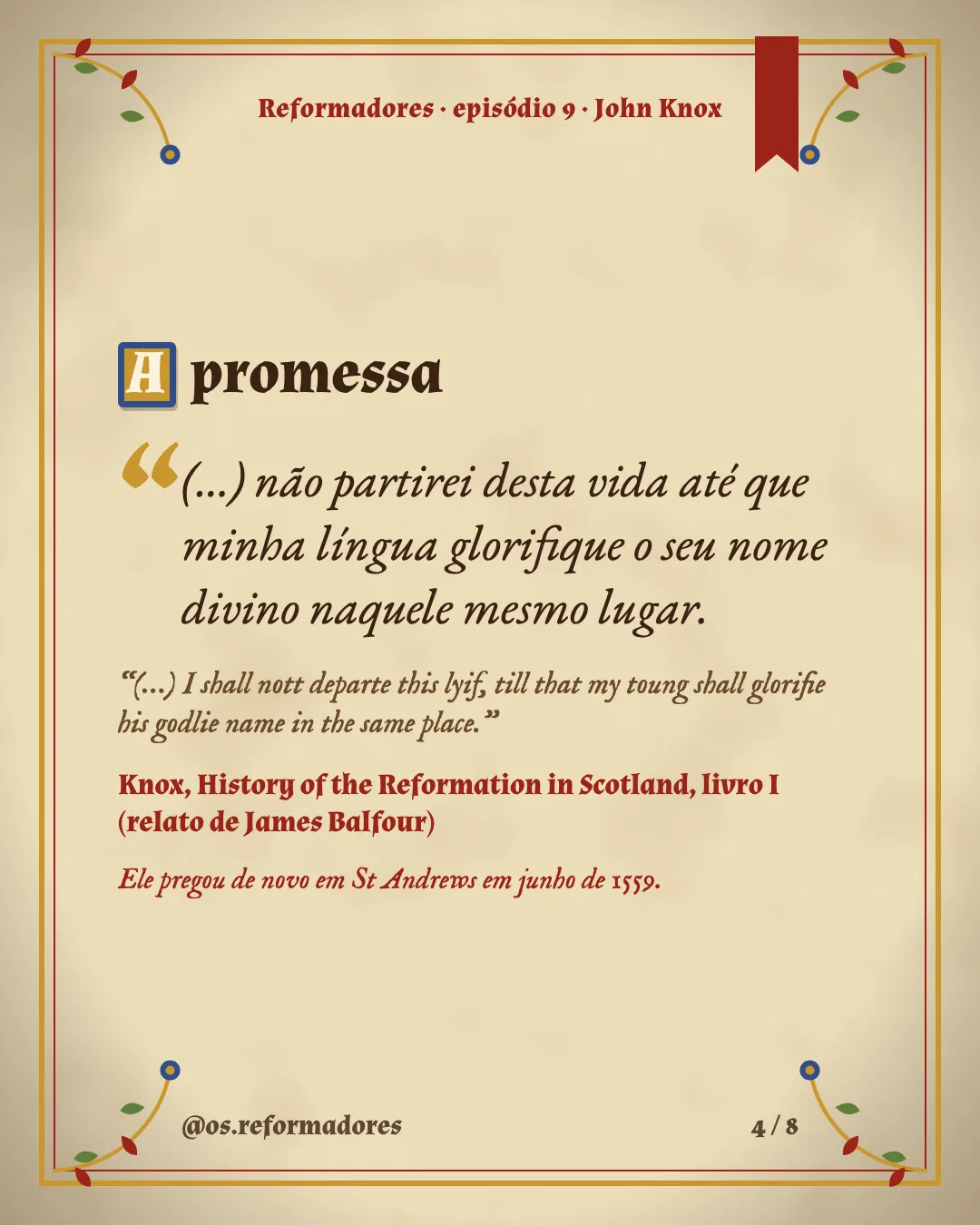 Cartão 4 do resumo de John Knox