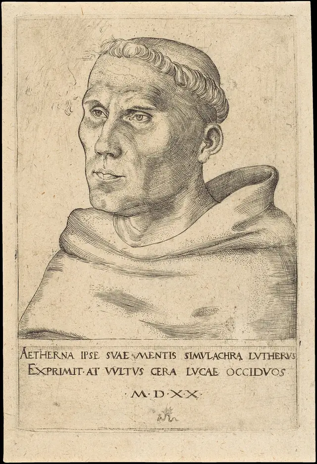 Lucas Cranach, o Velho, Lutero como monge agostiniano, 1520. The Metropolitan Museum of Art, CC0.