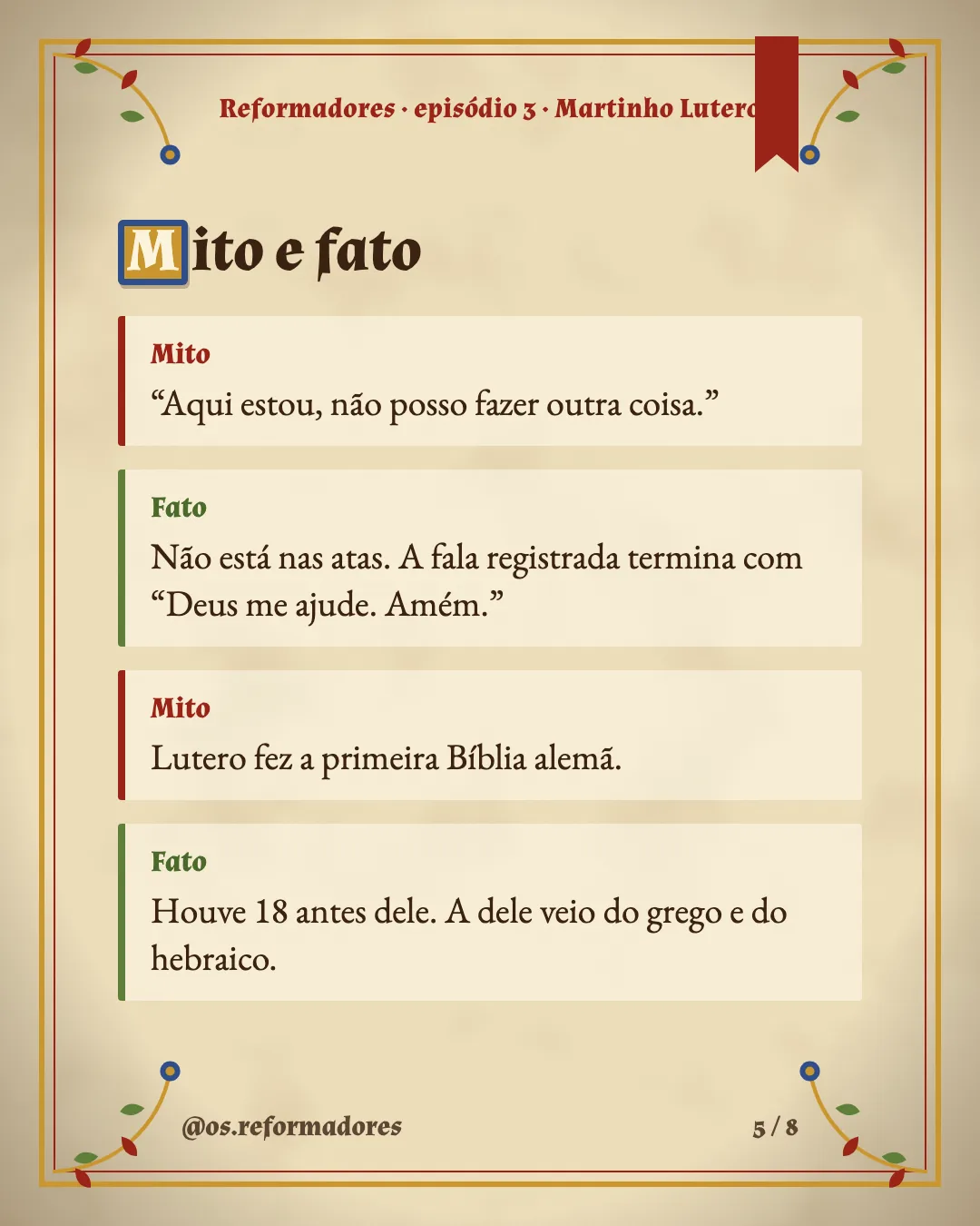 Cartão 5 do resumo de Martinho Lutero