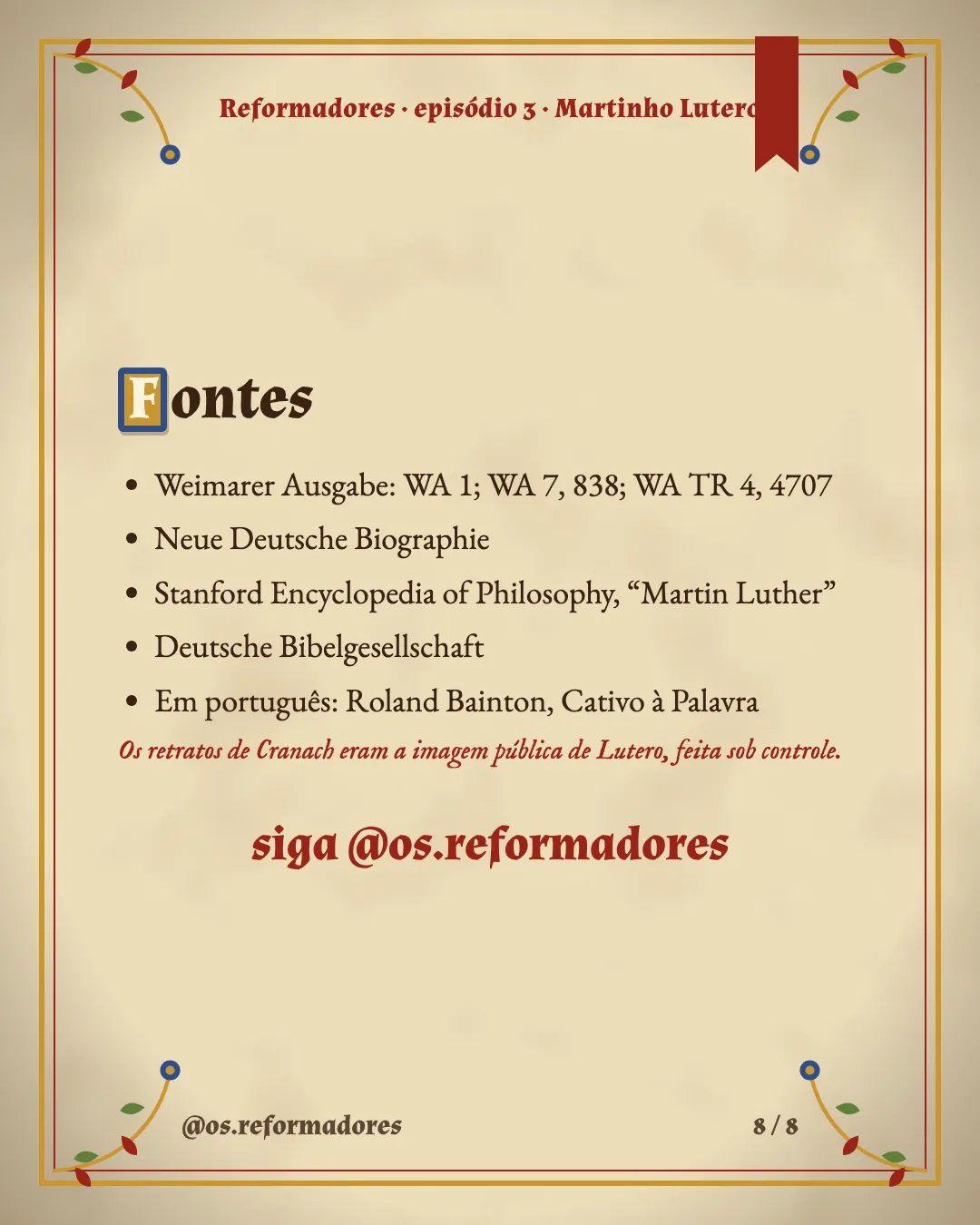 Cartão 8 do resumo de Martinho Lutero