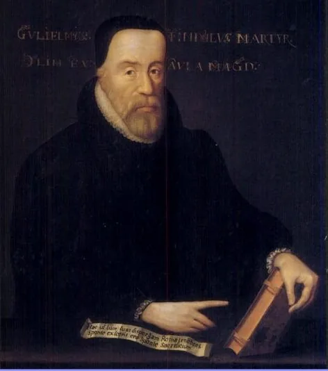 Retrato anônimo de William Tyndale, Hertford College, Oxford. Posterior, não feito em vida. Domínio público.