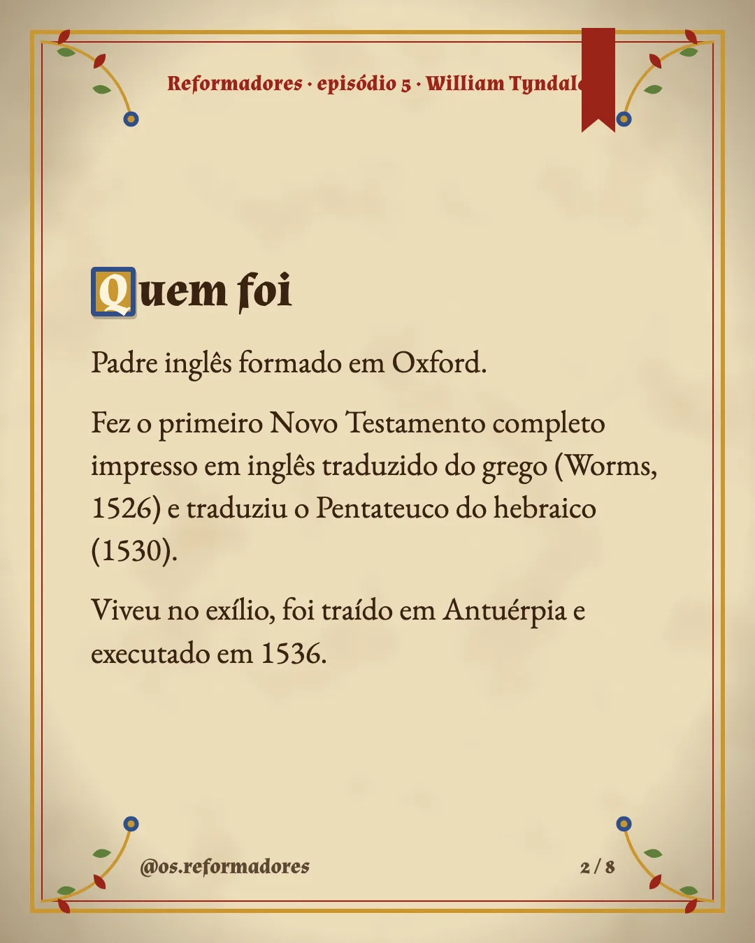 Cartão 2 do resumo de William Tyndale