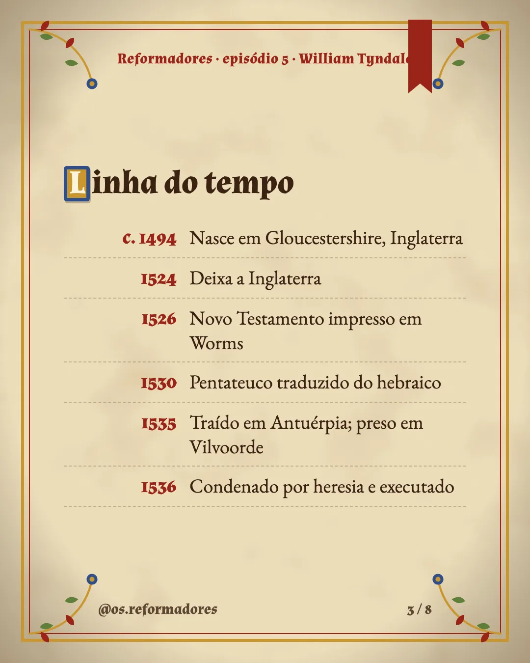 Cartão 3 do resumo de William Tyndale